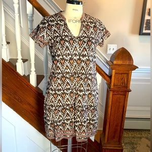 Simrane block print dress 100% cotton. Trim detail. Great condition size S/M